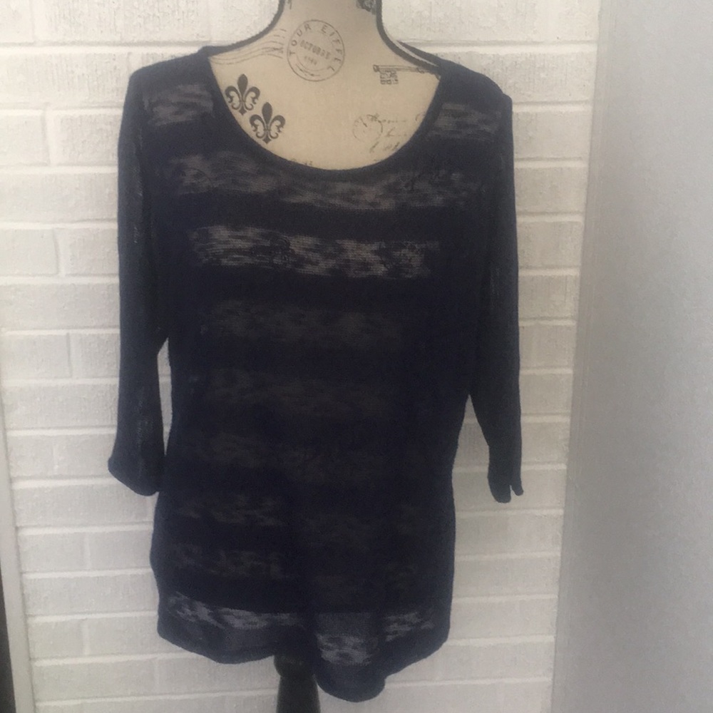 Forever 21 Striped Navy Blue Sweater Top